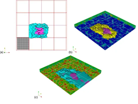 Fig. 3. Snapshots of the tracer dispersion (5 min after the release start) as from the Large-Eddy simulation