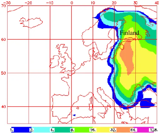 Fig. 5. NAAPS model results showing surface smoke concentrations for the strongest stage of EPI-3 (6 September 2002).