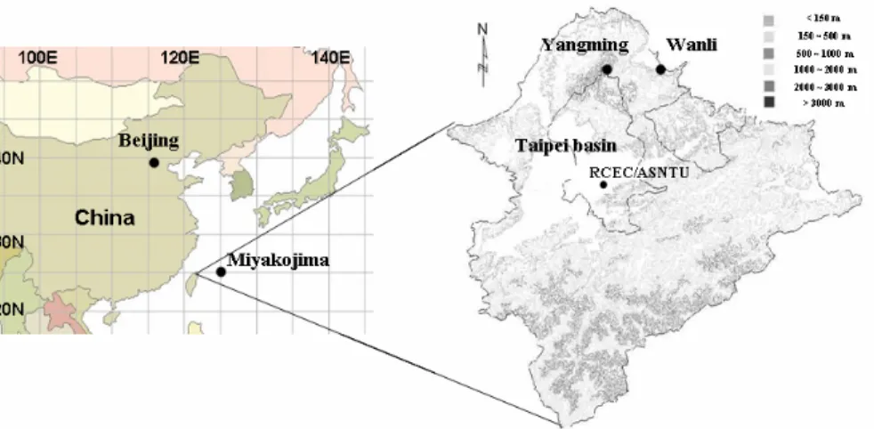 Figure 14 Simulation results of temporal variations of dust (shaded) and SO 2  concentrations (contour  lines) of the vertical profile along the path of the altitude of 1000m in figure 3 at (a) 0000UTC  17    March 2005 (b) 0600UTC 17 March 2005    (c) 120