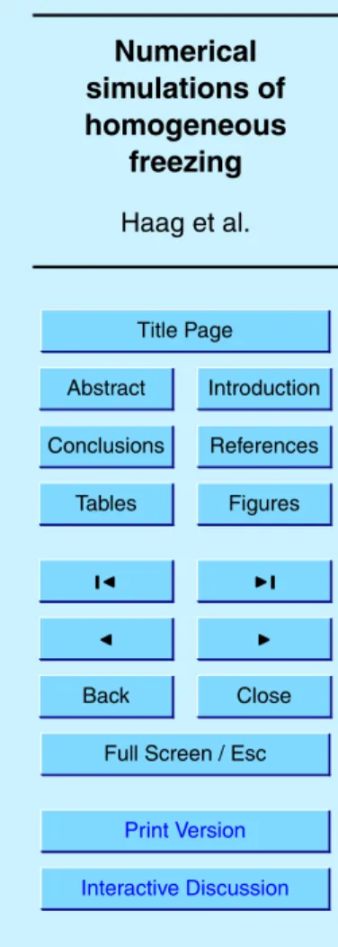 Table 1 also compares modeled and measured peak values of the number density n of ice particles