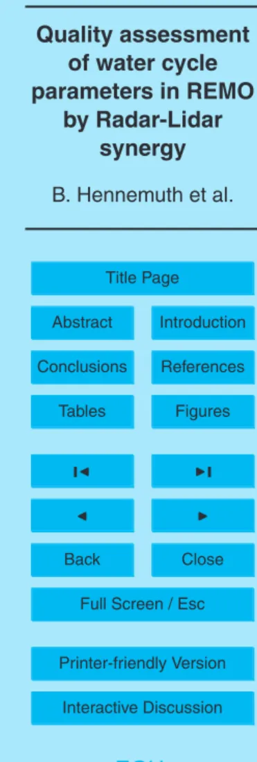 Table 5. Relative frequency of cloud levels from observations and REMO.