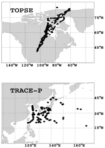 Fig. 1. Locations of aircraft measurements used in this study (after filtering).