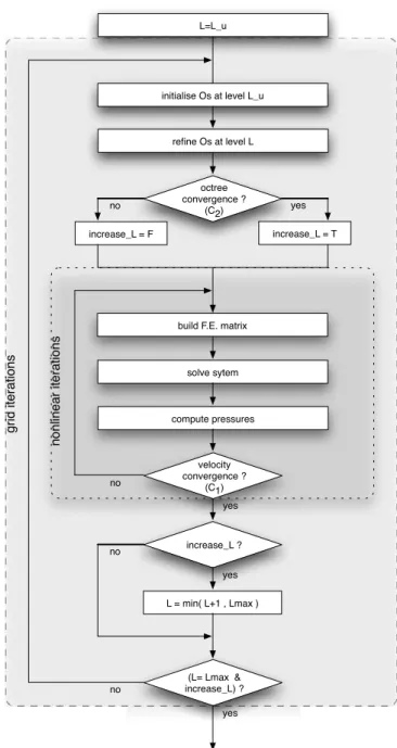 Figure 4. Schematic overview of the grid construction and nonlinear iterations nested loops within one time step of DOUAR.