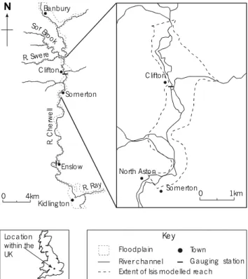 Fig. 1. Location of the Cherwell and floodplain studied