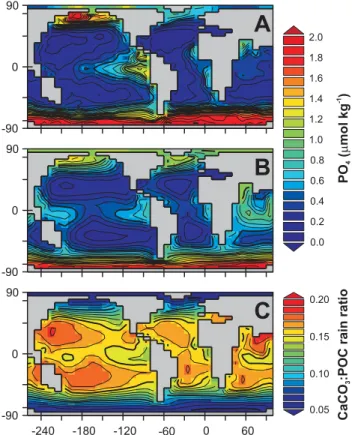 Fig. 4. Relationship between the parameters controlling CaCO 3 production. The values of r 0 CaCO 3 :POC and η (Eq