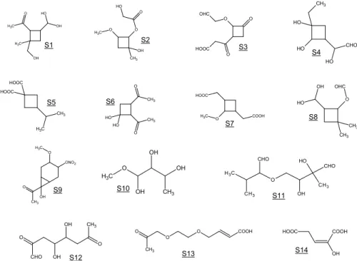 Fig. 1a. Molecular structures of lumped SOA products and surrogate POA compounds.
