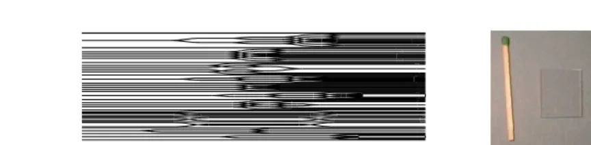 Fig. 8. Mask produced with LEMO facilities containing tests components for tele- tele-scope beam combination (2, 3 and 4 teletele-scope) either in coaxial and multi-axial mode (left)