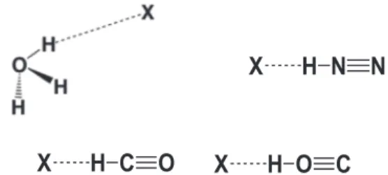 FIG. 2. Equilibrium structures of the X-protonated ions with X = Ar, Kr, and Xe.