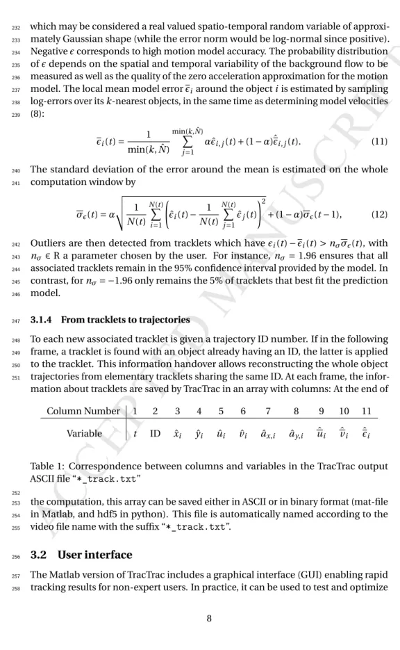 Table 1: Correspondence between columns and variables in the TracTrac output ASCII file “ *_track.txt ”