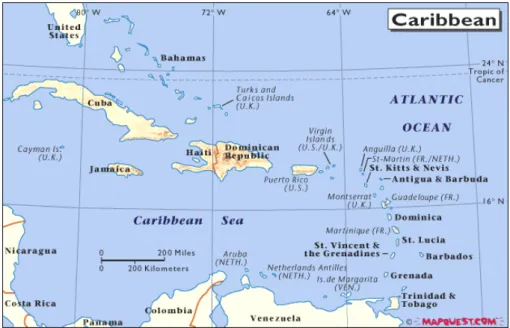 Fig. 3. The chart of the Caribbean Sea.