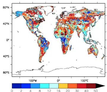 Fig. 3. Percent of soil area where clay mineralogy exists in the database.