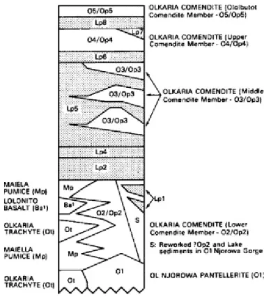 Fig. 6. Summary of Olkaria stratigraphy and its relationship to the neighbouring Longonot volcano