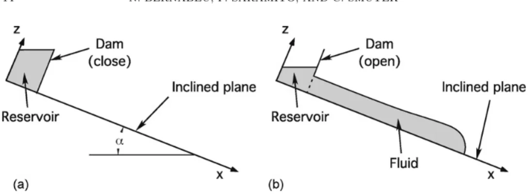 Figure 5. Schematic view of the Cochard and Ancey 3D dam break experiment [11].