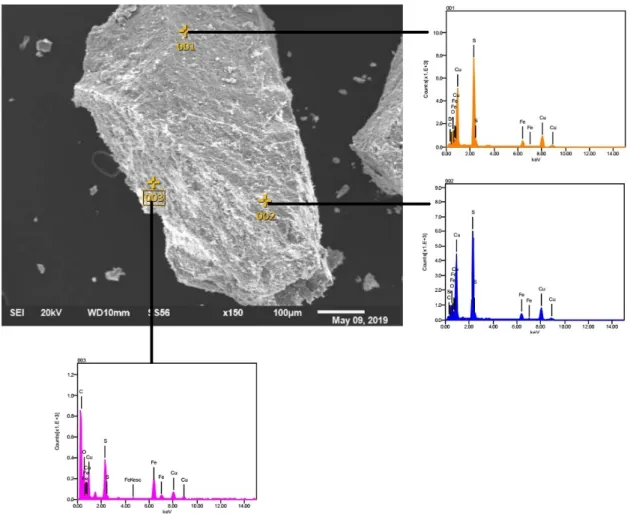 Figure 8. Scanning electron microscope – Energy dispersive X-ray spectroscopy (SEM-EDS) spectra  of copper sulfide precipitate