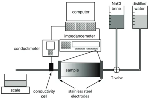 Fig. 1. Scheme of the experimental  device for miscible  displacement.  Explanation  in the text