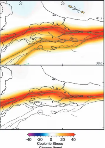 Figure 4. Secular tectonic loading model along the NAF using the elastic dislocations from Flerit et al