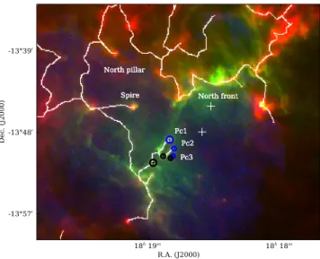 Fig. 10. 12 CO 3–2 integrated spectra on the three Pillars of Creation.