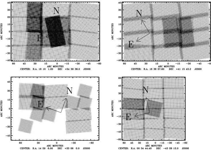 Figure 15. Survey coverage at 175 mm. NB Only the coverage in N2 is part of the ELAIS project, the coverage in N1 (left) comes from the FIRBACK team (PI J-L