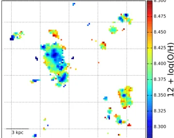 Fig. 8. Spatial distribution of the equivalent width of Hβ. The field of view is the same as in Fig