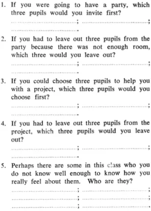 Figure I : Sociometric Questionnaire  My name is 