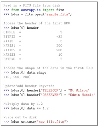 Fig. 6. Accessing data in FITS format.