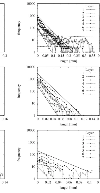 Fig. 12. Length distributions of contiguous symbols in vertical di- di-rection for calcium