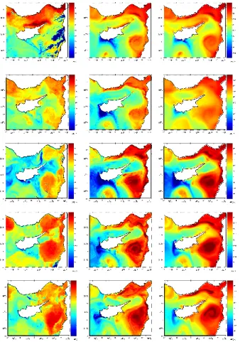 Fig. 9. SST comparison between remote-sensing, CYCOM active, ALERMO slave (from left to right)