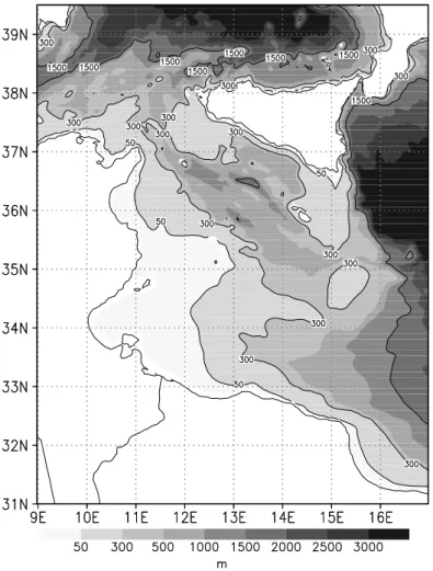 Fig. 1. SCRM domain and bathymetry. EGU