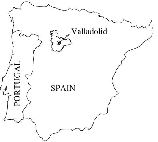 Fig. 1. Map of Spain. Valladolid is situated in the north-center of the Iberian Peninsula.