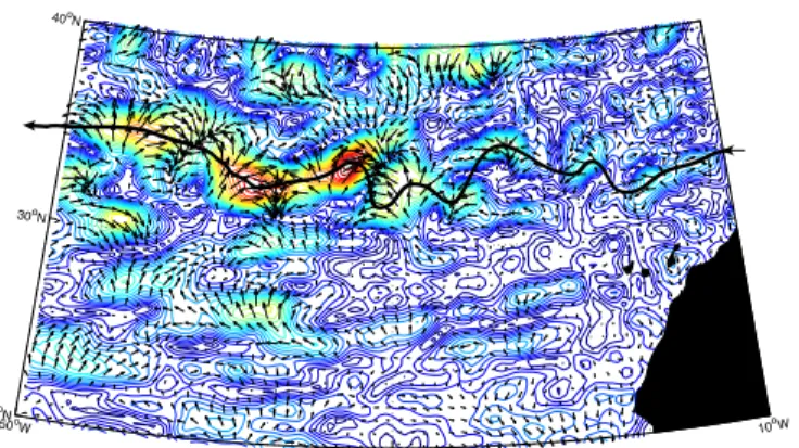 Fig. 7. Spatial pattern of 3rd CEOF of sea surface height anomaly in northeast Atlantic after lowpass filtering at 30 days