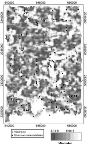Fig. 8. : Location of the inventoried man-made installations seen on the flight video 