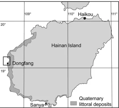 Fig. 11. Distribution of Quaternary (Holocene and Late Pleistocene) morphologies and deposits on the western and Southern part of Hainan Island