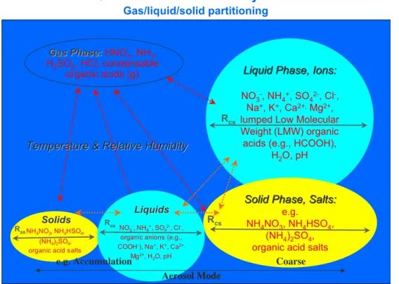 Fig. 2. Schematic description of the compounds and gas-aerosol partitioning processes in- in-cluded in EQSAM2.