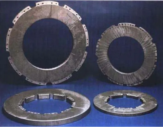 Figure 1 Aircraft brake disks (rotor and stator) made of carbon fiber-reinforced pyrocarbon