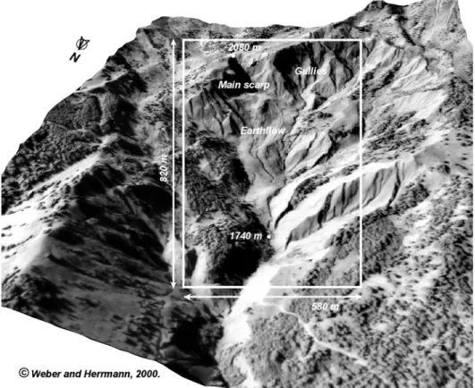 Figure 3 – The Super-Sauze earthflow study site: a torrential basin. 