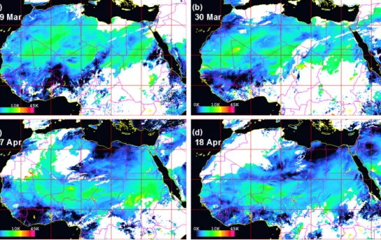 Figure 16. Infrared Difference Dust Index (IDDI) derived from MSG geostationary satellite at noontime