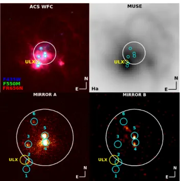 Figure 1. Top-left–. HST ACS WFC RGB image of SBS 0335-052E com- com-posed from images of program 10575 (PI Öestlin)