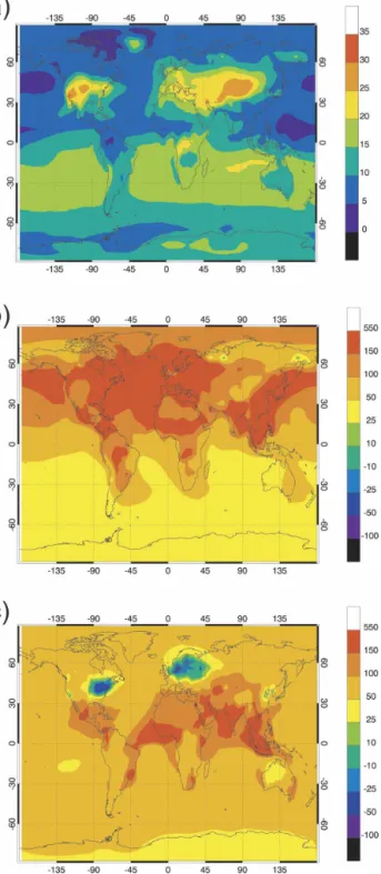 Figure 5a displays the relative change in the surface mixing ratio of carbon monoxide for July conditions