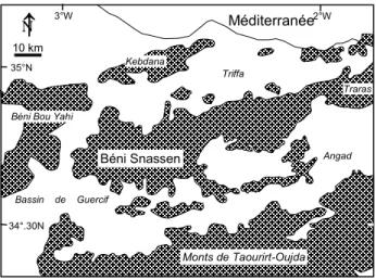 Fig. 1 – Situation des monts des Béni Snassen. 