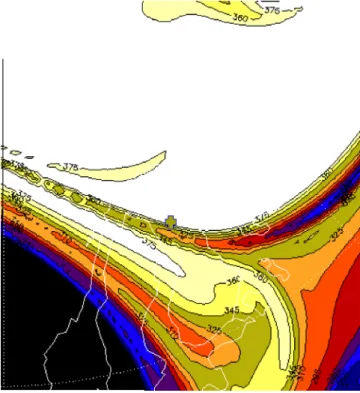 Figure 10. Same as Figure 4 on 21 January 2003 at high latitudes at 700 K; black region denotes air mass outside the vortex.