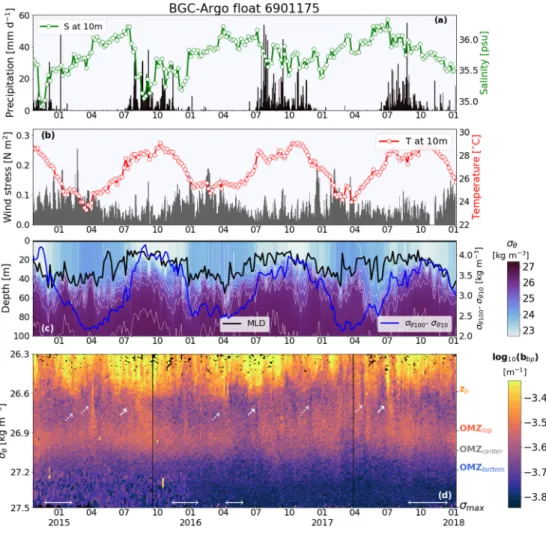 Figure 5. As Figure 4 but for the region sampled by BGC ‐ Argo ﬂ oat 6901175.