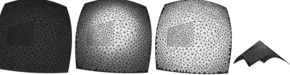 Fig. 6. Water flow on the same triangulated irregular mesh as use for the previous simulations, but now stretched over a cone