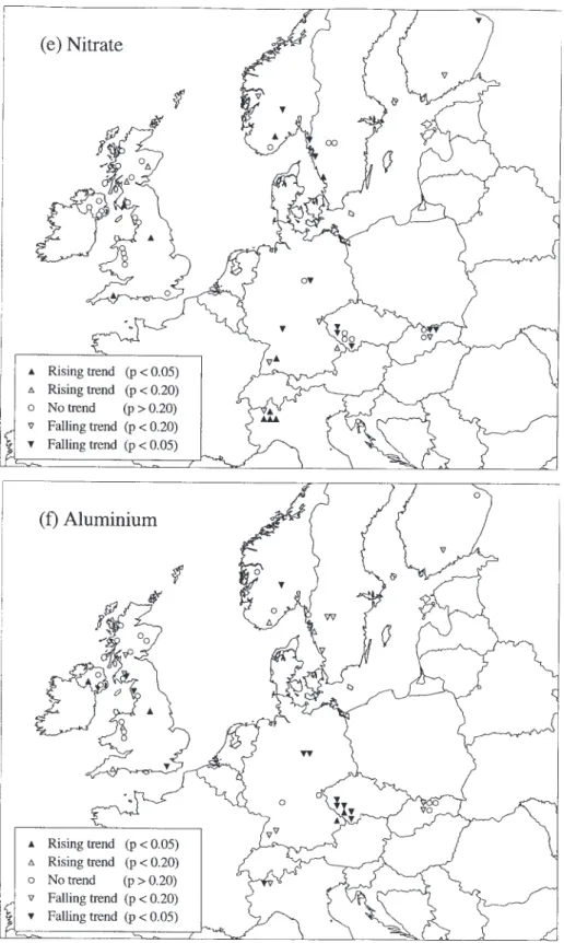 Fig. 4 (contd). Spatial distribution of observed trends