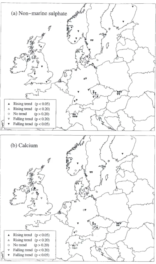 Fig. 4. Spatial distribution of observed trends