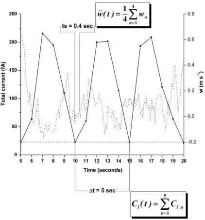 Fig. 2. The total current time series used for the determination of the integration limits