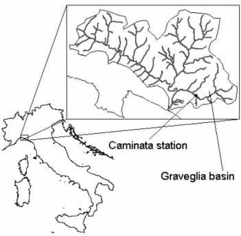 Figure 1. Location of the Graveglia basin and of the Caminata station, Northern Italy
