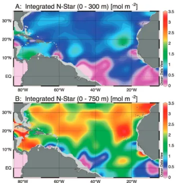 Fig. 4. Integrated N* values for the region covered in this study. N*