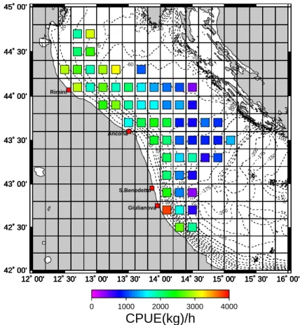 Fig. 5. Spatial distribution of standardized CPUE.