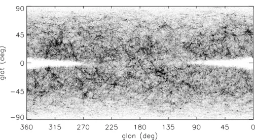 Fig. 1. Spatial distribution of the 1 . 5 × 10 6 2MASS galaxies projected in rectangular coordinates
