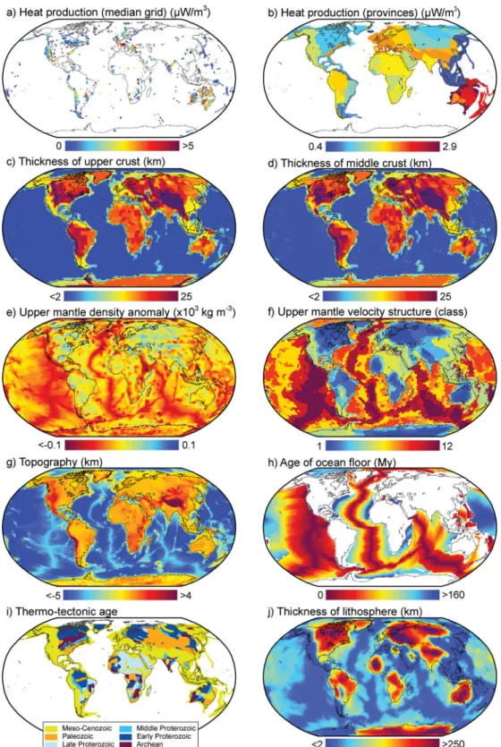Figure 3. Terrestrial features used to build-up the observables incorporated in the extrapolation methods (see Table 1 and online supplementary material).